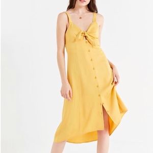 Urban Outfitters Yellow Tie Midi Dress